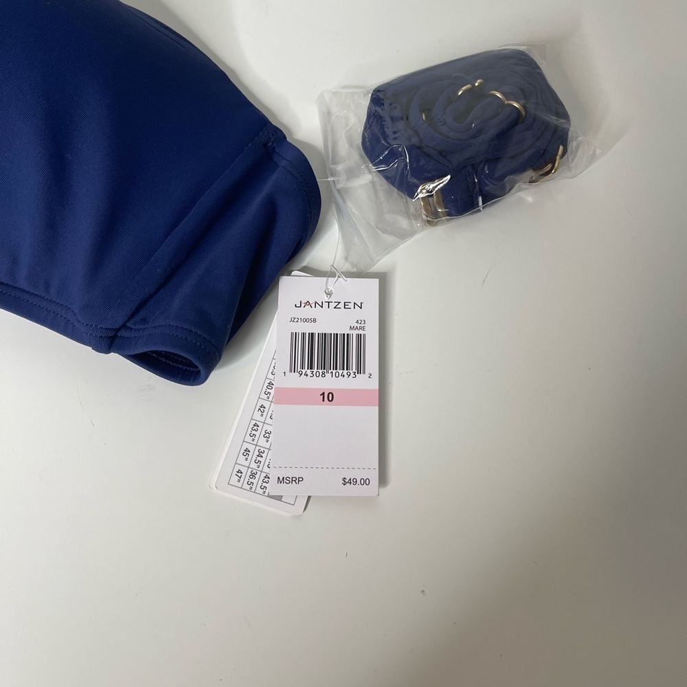 Jantzen Bandeau Bikini Top Navy Blue size 10 - Picture 6 of 7
